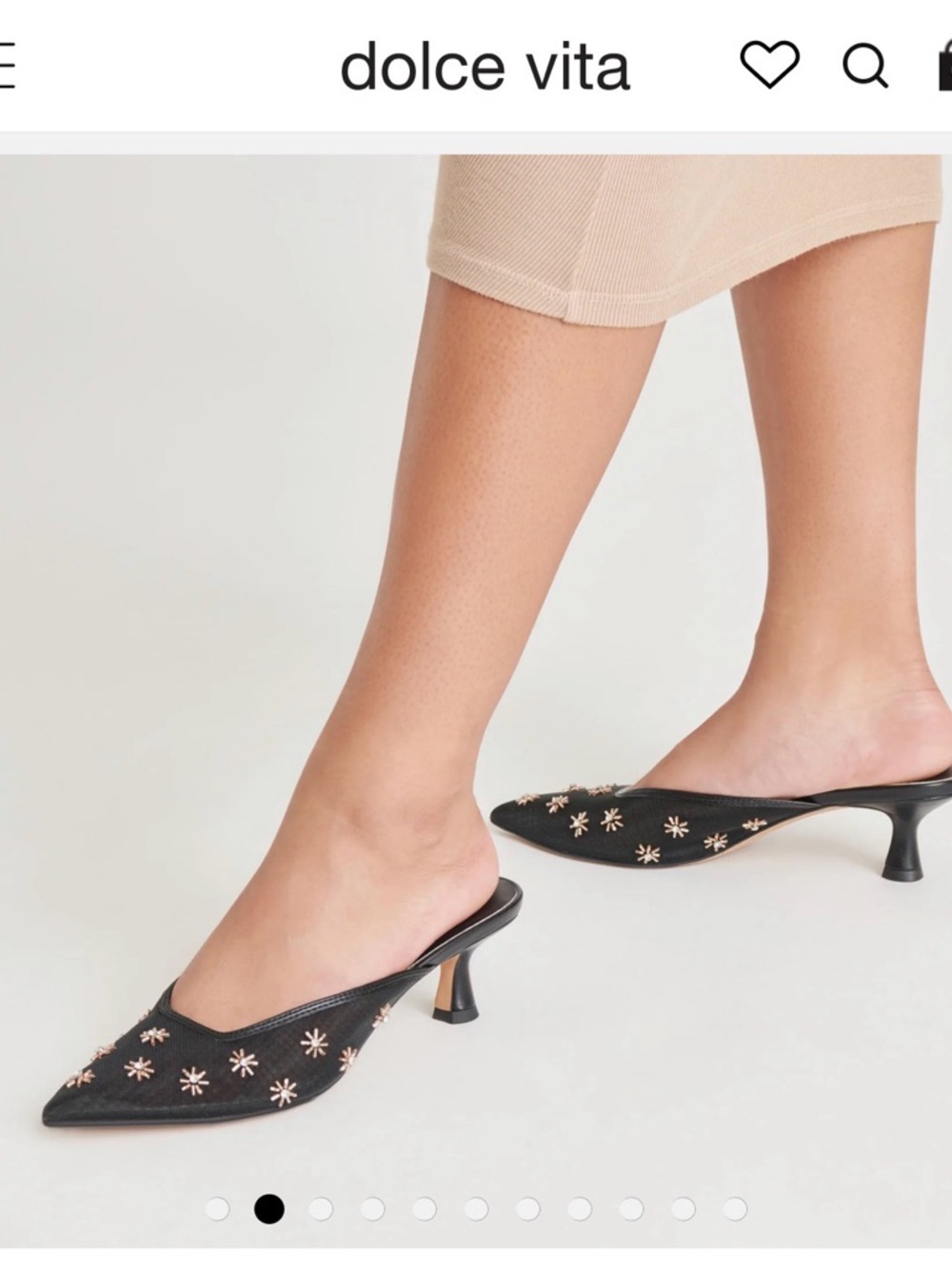 Dolce Vita Black Pointed Mule with Gold Star Studs